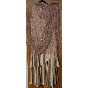 Vintage Rina di Montella Silk Lace Beaded Gown Formal Evening Dress Size 8